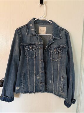 Altar'd State Washed Blue Distressed Denim Jacket